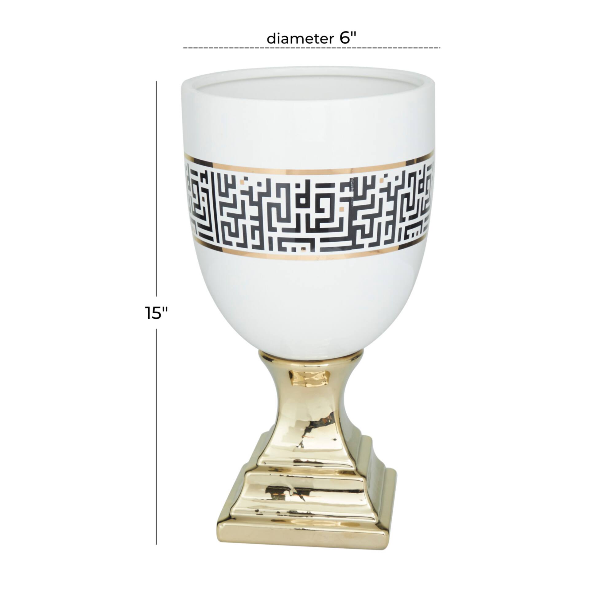 Gold Dolomite Glam Vase, 15" x 8" x 8"